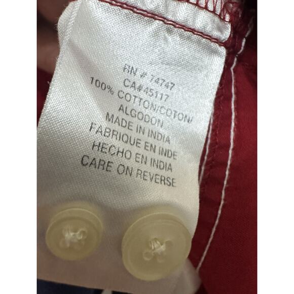 Red Head American Flag Short Sleeve Button Size Large Patriotic 4th Of July - Picture 4 of 6